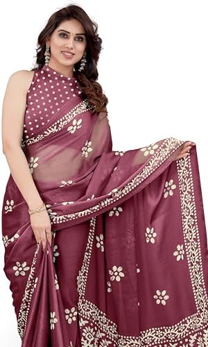 MIRCHI FASHION - Women's Chiffon Batik Print Saree