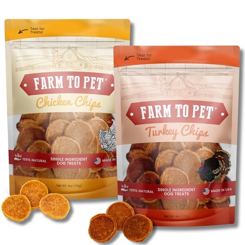 Farm-To-Pet-Dog-Training-Treats-Chicken-Turkey-Chip-Protein-Pack-100-All-Natural-Single-Ingredient-Training-Treats-Made-in-USA-for-Small-Medium-and-Large-Dogs Farm To Pet Dog Training Treats Chicken Turkey Chip Protein Pack 100 All Natural Single Ingredient Training Treats Made in USA for Small Medium and Large Dogs