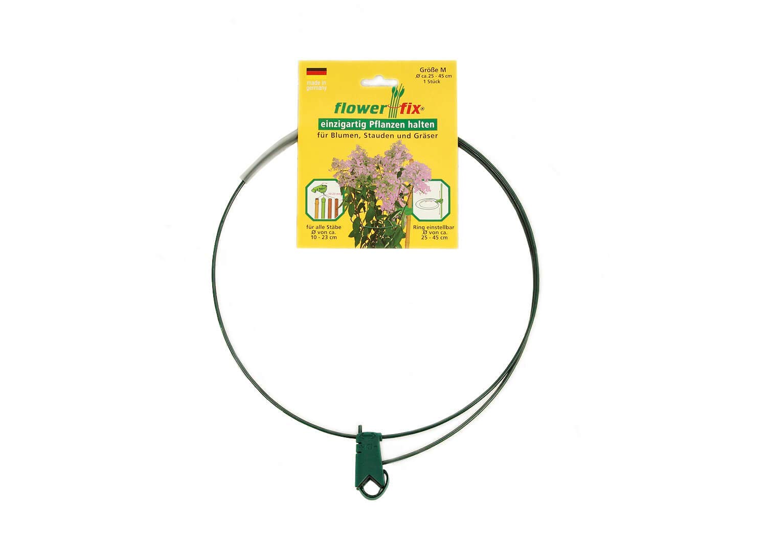 flowerfix 2er Set Pflanzenhalter Staudenhalter | individuell verstellbar | robust und witterungsbeständig | perfekt für Stauden, Sträucher, Blumen und Gräser | M von 25-45cm