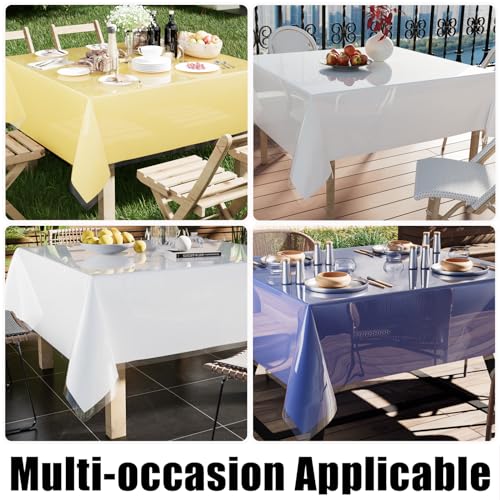 Image of Smiry Square Table Cloth 60x60 Inch, Waterproof Wipeable Vinyl Tablecloths Protector, Oil Spill Proof Plastic Table Cover for Dining, Picnic, Camping, Outdoor, Clear
