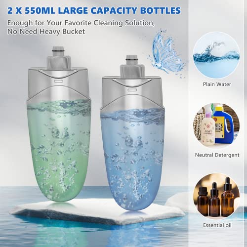 Microfibre Spray Mops for Cleaning Floors - BPAWA Hard Floor Mop with Spray Flat Dry Wet Mop for Laminate Wooden Tile Wood Vinyl Flooring, Dust Mop with 2x 550ML Bottles and 4x Reusable Washable Pads - Image 3