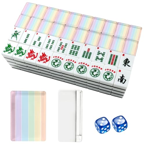 Set Americano de Mahjong con 166 Fichas Acrílicas Coloridas miniatura 1
