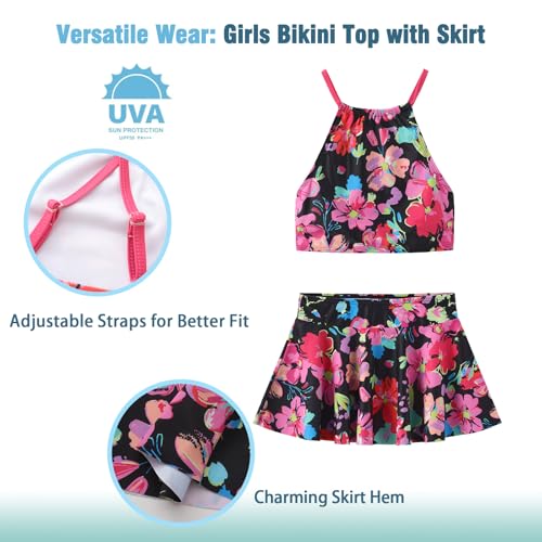 Image of Girls 3 Piece Swimsuits for Teen Girls Bikini Set with Skirt Hawaiian Bathing Suits Beach Swimwear 3-16 Years