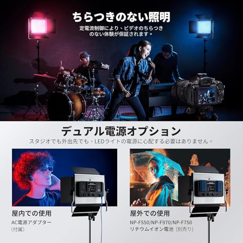undefined NEEWER 2パック660 PRO RGB LEDビデオライトとスタンドキット APP制御 50W 360°フルカラー 高輝度 CRI97+ 3200K-5600K 二色 調光可能 9種類照明効果 バーンドア付きパネル スタジオ照明/生放送/ゲーム/動画/写真/商品/ポートレート撮影用 の商品画像 5