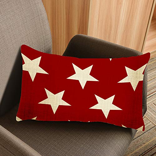 Nicokee Throw Pillow Cover Flag Stars Galaxy Red Decorative Pillow Case Home Decor 20X12 Inches Pillowcase #TOP1