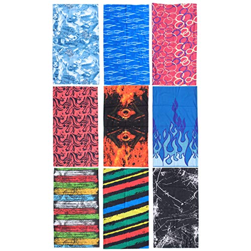 Lurrose 9pcs Magic Headband Seamless Breathable Lightweight Scarf Headwear Bandana for Women and Men Sports Riding Runing (Random Pattern)