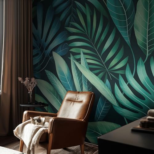Papier peint intissé impression haute qualité motif feuilles tropicales