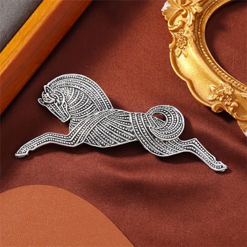 Image of Dreuyet Horse Brooch Pin Horse Racing Suit Lapel Pin for Women Men Rhinestone Antique Gold Horse Animal Brooch Clothing Outfits Accessory Jewelry