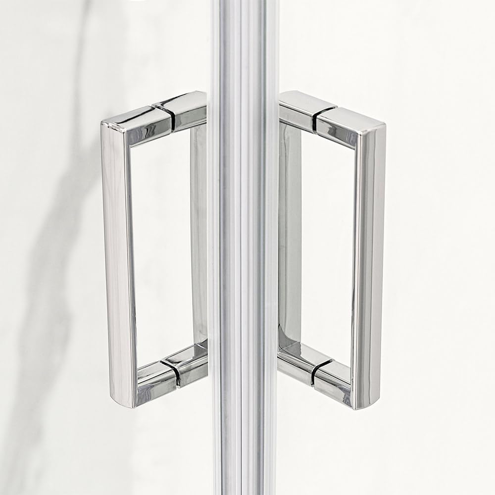 Box doccia angolare 80x80 trasparente H 185, doppio scorrevole con profilo cromato e installazione reversibile, GEO