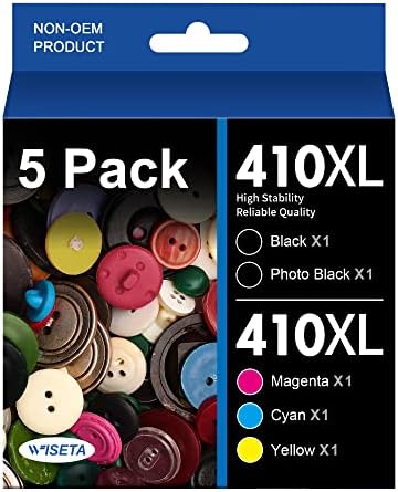 410XL T410XL High Yield Remanufactured Ink Cartridge Replacement for Epson 410XL 410 XL to use with XP-830 XP-640 XP-7100 XP-630 XP-530 XP-635 Printer (1Black, 1Cyan, 1Magenta, 1Yellow, 1Photo Black)