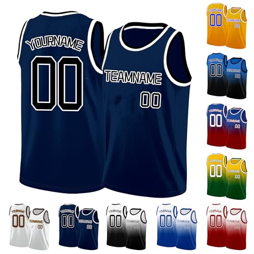 Image of Custom Basketball Jersey for Men - Personalized Name & Number, Embroidered or Printed, Athletic Shirt for Kids, Boys & Youth