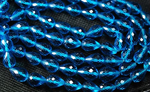 Quartz Bleu Suisse véritable facetté LKBEADS, gemmes précieuses en gouttes 7-10mm