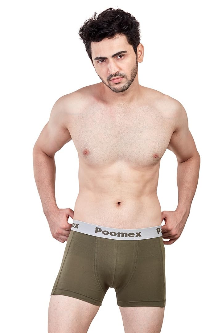 poomex Men's Cotton Trunk's - Pack of 3 (Elegant Trunk - Boxer) Multicolour 95% Combed Cotton and 5% Elastane (Lycra)-picture-24