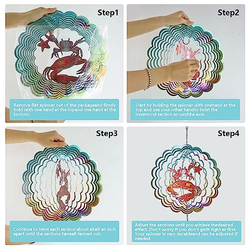 Yngfil Crab 3D Wind Spinner Kinetic Metal Art Hanging Wind Spinner Outdoor Decoration Ocean Ornaments Decor For Yard And Garden #TOP3