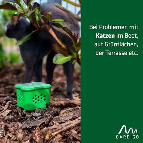 GARDIGO® Katzenschreck Granulat inklusive Beet-Stecker | 300g | Katzenschreck für Garten mit Eukalyptus Citriodora Öl I Made in Germany I Katzenabwehr für Haus und Garten | Katzenvertreiber