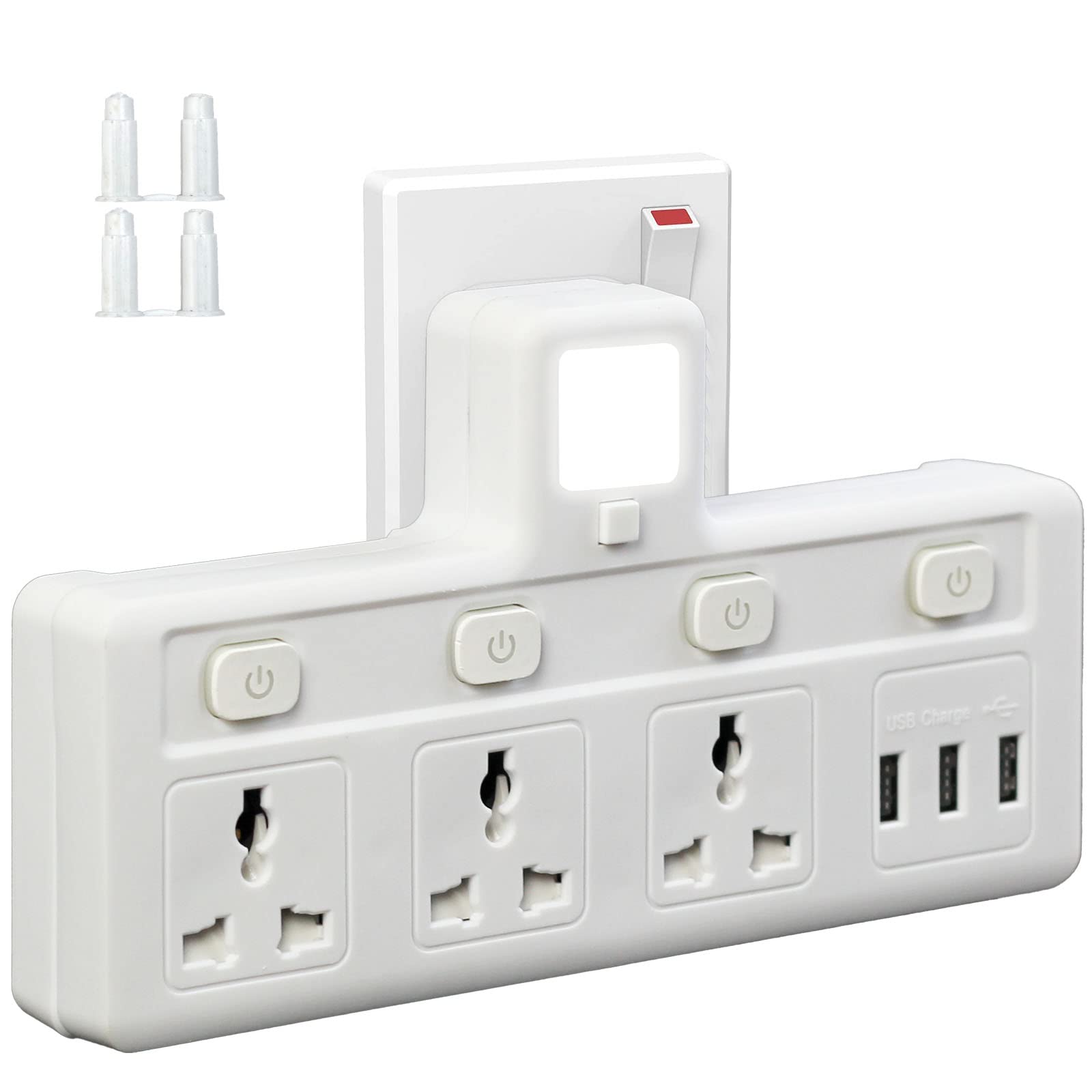 Buy Multi Plug Extension Socket with 3 USB, Extender Wall Socket 3 Way