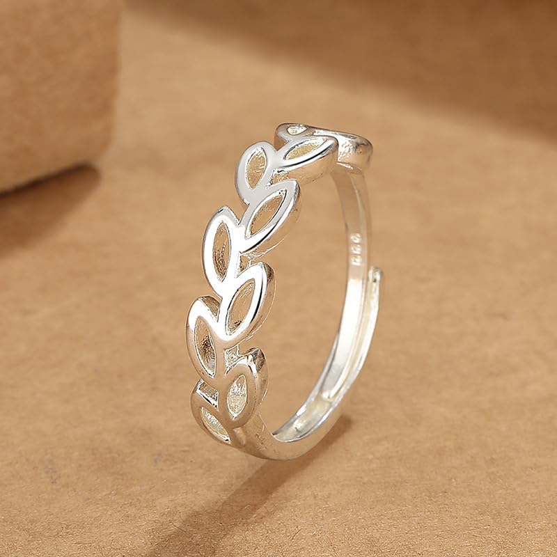 Sdouefos Vintage Silver Hollow Wheat Adjustable Opening Ring - Minimalist Bohemian Style Ring for Women and Men