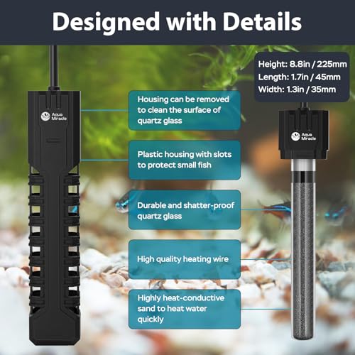 Image of AquaMiracle Aquarium Heater, 200W Submersible Fish Tank Heater with LED Digital Display, Overheat Protection & Auto Power-Off When Out of Water, for Freshwater and Saltwater Fish Tanks (20-40 Gal)