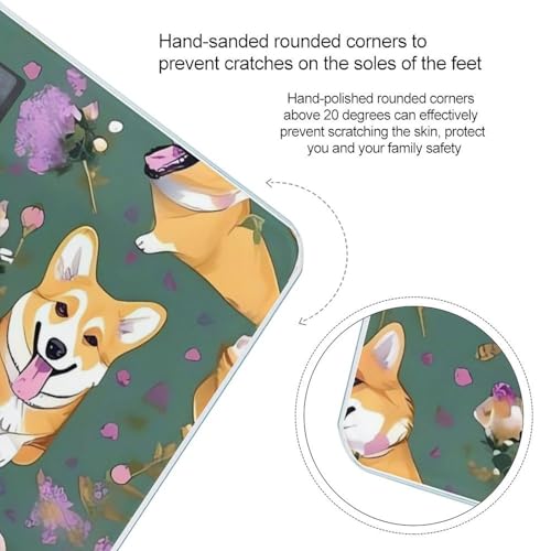 Báscula digital Corgi Floral Flowers para baño con vidrio templado miniatura 4