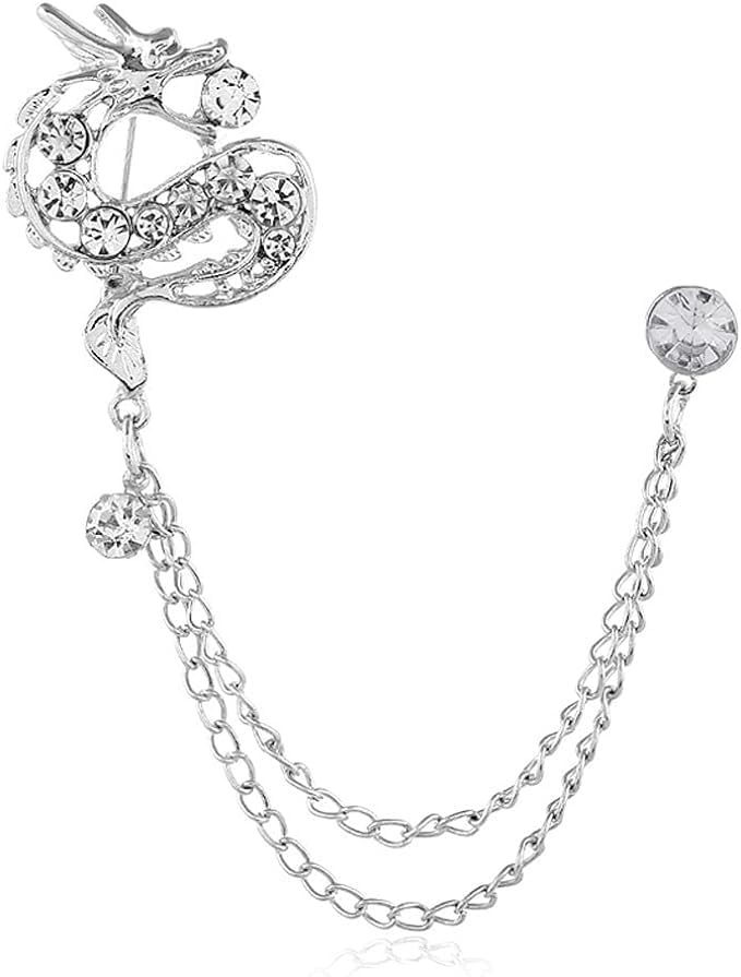 M Men Style Unique Dragon Design Crystal Wedding partwear Coat And Shewani Brooch (Silver) Brass For Men And Boys SBRO202240 (B0CN3CPV8G) Amazon Price History, Amazon Price Tracker