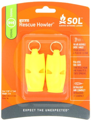 S.O.L. Survive Outdoors Longer Rescue Howler Whistle (2-Count), 0140-1002
