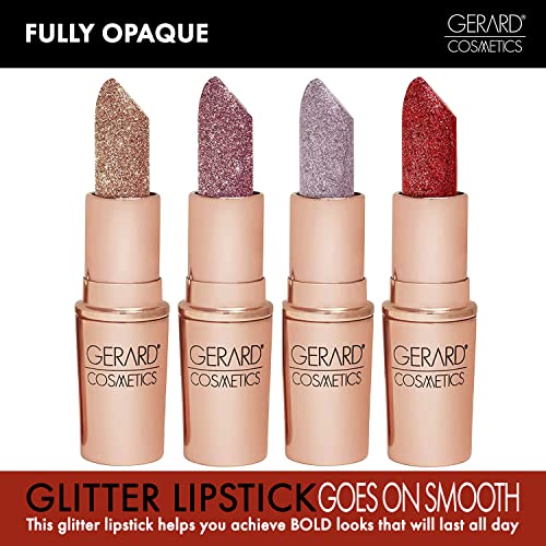 Gerard Cosmetics Glitter Lipstick - Highly Pigmented Formula Gives Metallic Finish - Glides Smoothly - Comfortable And Long-Lasting - Wear Alone Or Layered Over Another Hue - Cupid - 0.14 Oz #TOP6