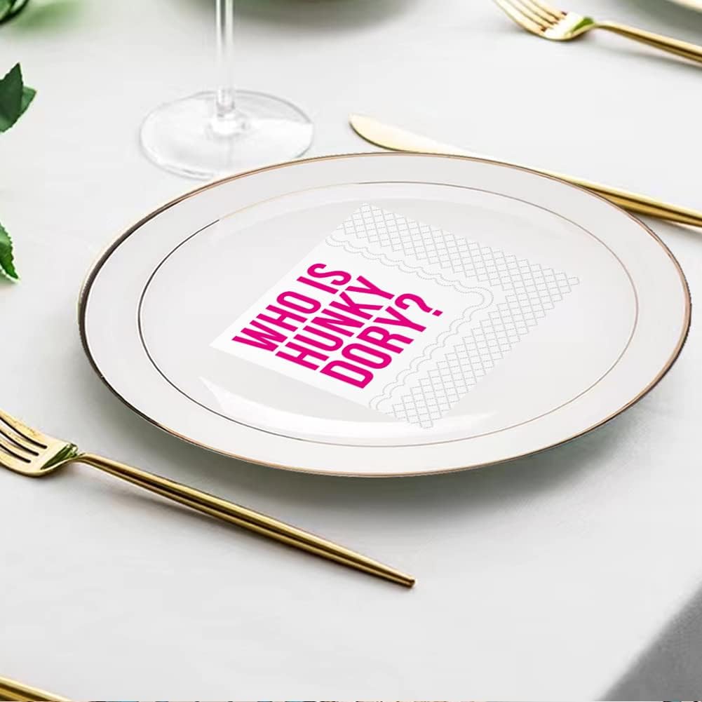 SharkBliss Who Is Hunky Dory Napkins, 50 Pack Housewives BH Funny Hilton Paper Cocktail Napkins for Housewives Themed Birthday Bachelorette Bridal Shower Party Decor 2-Ply, 5x5" (Who Is Hunky Dory)