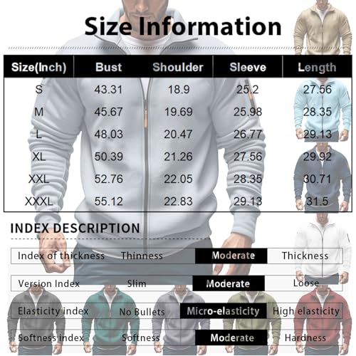 Winter Coats for Men Full Zip Sweatshirts Casual Stand Collar Workout Jackets Outdoor Lightweight Athletic Coat 5