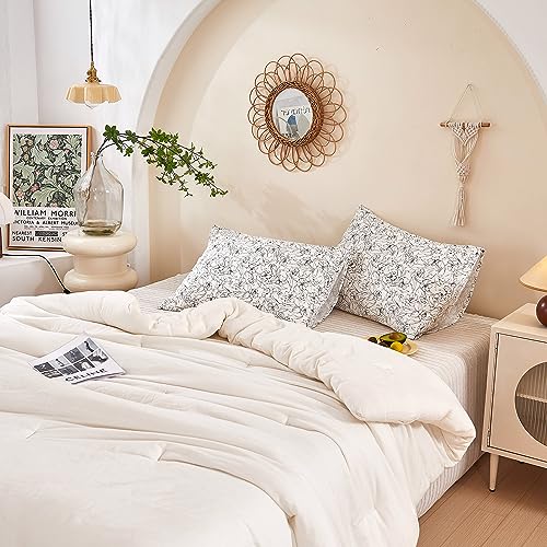 Image of ECOCOTT 2 Pack Pillowcase King Size with White & Black Floral Pillow Cases Set, 100% Cotton King Pillow Covers Envelope Closure (King, 20 inchx36 inch)