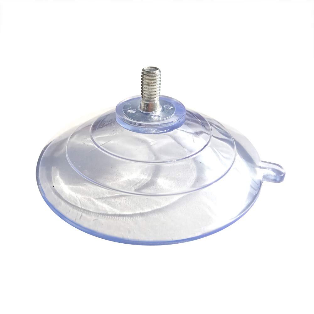 Gancio a ventosa M5 da 6 cm di diametro grande a forma di gradino grande in PVC trasparente, lunghezza filettatura 1 cm, ventosa con dado, confezione da 100 (M5-D6 cm)
