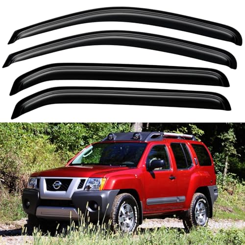 Image of Window Visors Rain Guards Shield for 2005-2016 Nissan Xterra, Out-Channel Window Vent Wind Deflectors Visors Shades for 05-16 Nissan Xterra