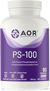 AOR - PS-100 Phosphatidylserine 100mg, 60 Capsules - Phosphatidylserine Supplement for Memory Health, Concentration Supplements & Cognitive Supplement - Brain Support Supplements for Memory and Focus