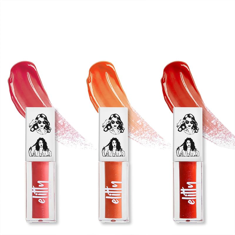 Elitty Jelly Lips - Lip Gloss- Infused with Witch Hazel, Jajoba Oil, & Vitamin E, High Shine, Long Lasting, Vegan & Cruelty Free - Junkie Combo