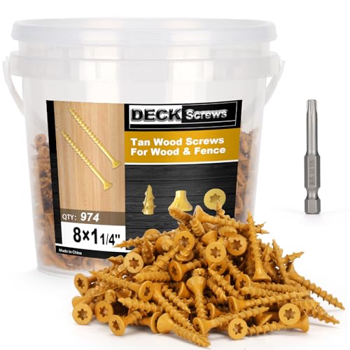 Image of Deck Screws #8 x 1-1 /4'', T25 Star Torx Drive Flat Head Wood Screws, Tan, 5lb