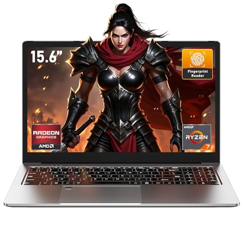NAIKLULU 16 Pulgadas 2025 Gaming Ordenador Pc Portatil Ryzen 7 5825U Procesador (2.0 to 4.5Ghz), Gamer Laptop 32GB RAM 1TB SSD, Teclado Retroiluminado, Desbloqueo por Huella, Webcam/Tipo-C