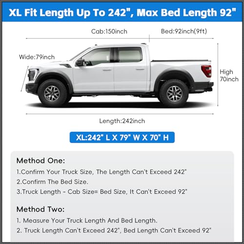 Image of Truck Car Cover Waterproof All Weather, Car Covers for Pickup, All Season Rain Sun Dust UV Protection Windproof with Storage Bag, Universal Fits Length 229-242 inch