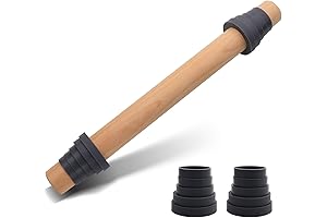 Adjustable Wood Rolling Pin with Thickness Rings for Baking