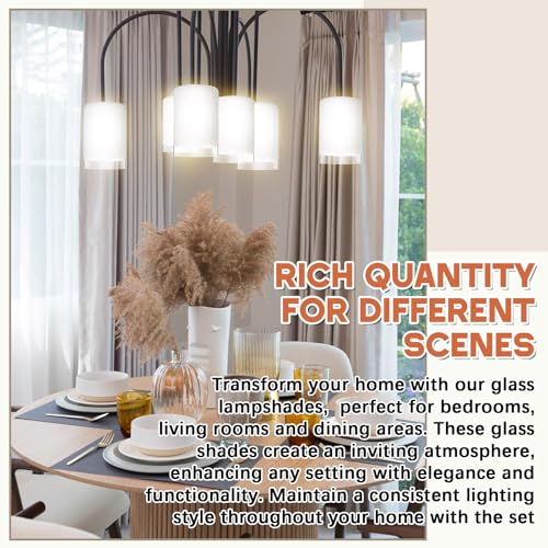 Image of Teenyyou 1 Pcs White Linen Frosted Glass Shade Replacements for Pendant Light Fixtures Glass Lamp Shade Cover, 1-5 /8 Inch Fitter E26 Base, 4 inchw x 6 inchh, Replacement Lamp Globe for Chandelier Wall Sconce