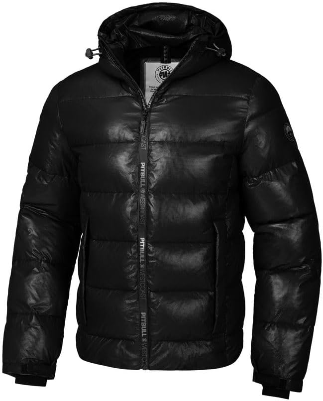 PITBULL Men's Winter Jacket with Hood, Pepperwood Model, Made of Shiny Rip-Stop Nylon Fabric