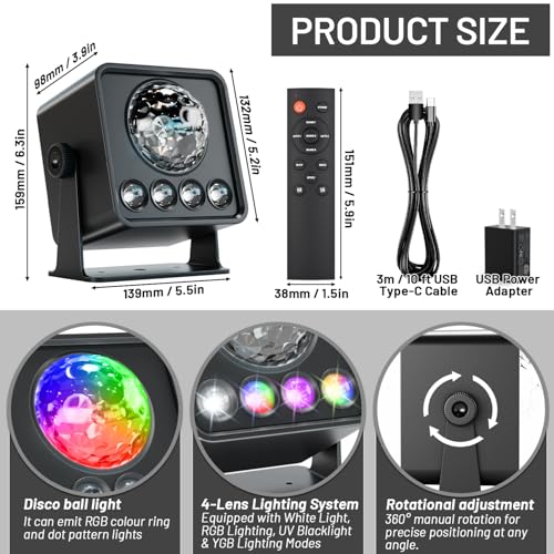 Image of Sunset Lamp Disco Ball Party Lights, Dj Disco Light with Sound Activated Strobe Light Stage Lights for Birthday Home Room Dance Parties Halloween Wedding Bar Pub Club Karaoke KTV Christmas Decorations