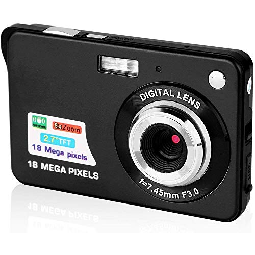 Mini-Kamera, 2,7-Zoll-LCD Wiederaufladbare HD Kamera Mit Zoom Kompaktkamera, Videokamera Digital Students Kameras Für Die Innen- Und Außen,Schwarz