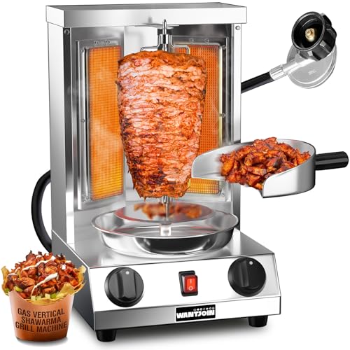 WantJoin Shawarma Grill Machine - Gas Vertical Rotisserie with 2