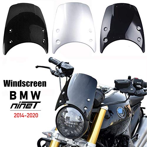 Motocicleta ABS Plástico Parabrisas Mosquitera Deflector de viento Protector de carenado de faros para 2014-2020 B-M-W R Nine T NineT R9T 2015 2016 2017 2018 2019 (Aspecto de fibra de carbono)