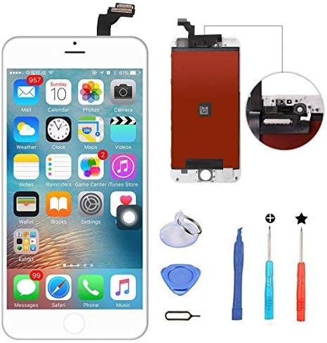 for iPhone 6 Plus LCD Screen Replacement, Digitizer Display Touch Screen Glass Frame Assembly for iPhone 6 Plus 5.5 inch- White