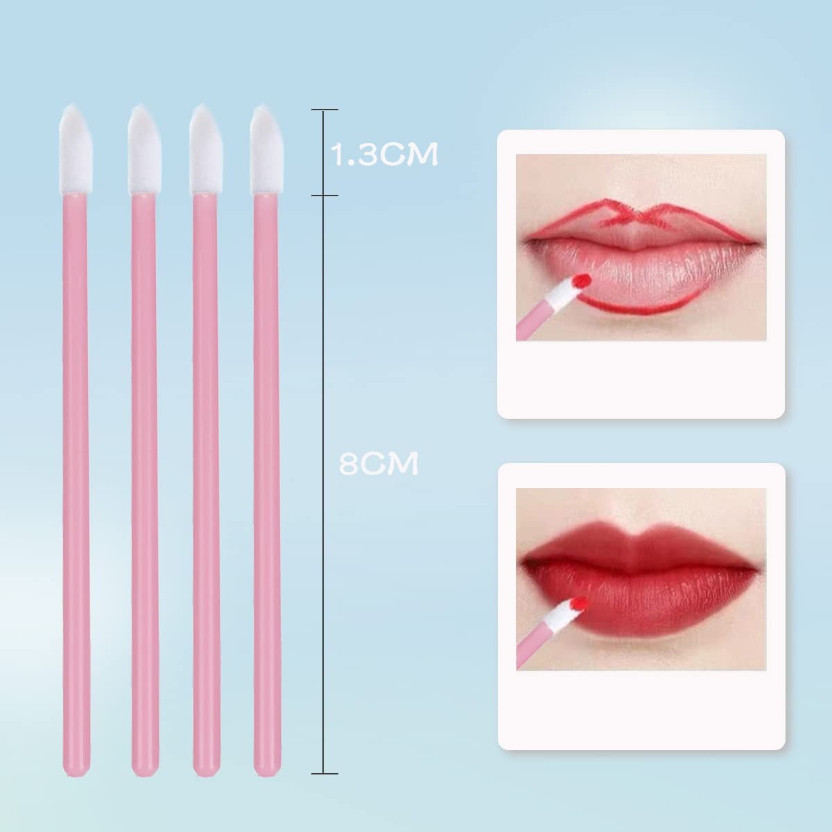 Cepillos Labios Desechables 100 Piezas, Cepillo de Lápiz Labial Aplicador