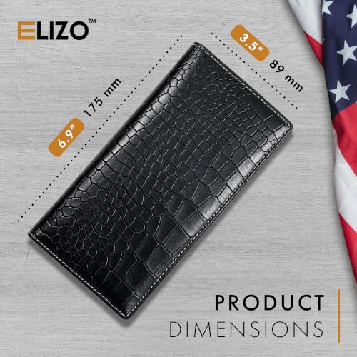 Image of Genuine Leather Long Wallet for Men - Western Bifold Wallet, Crocodile