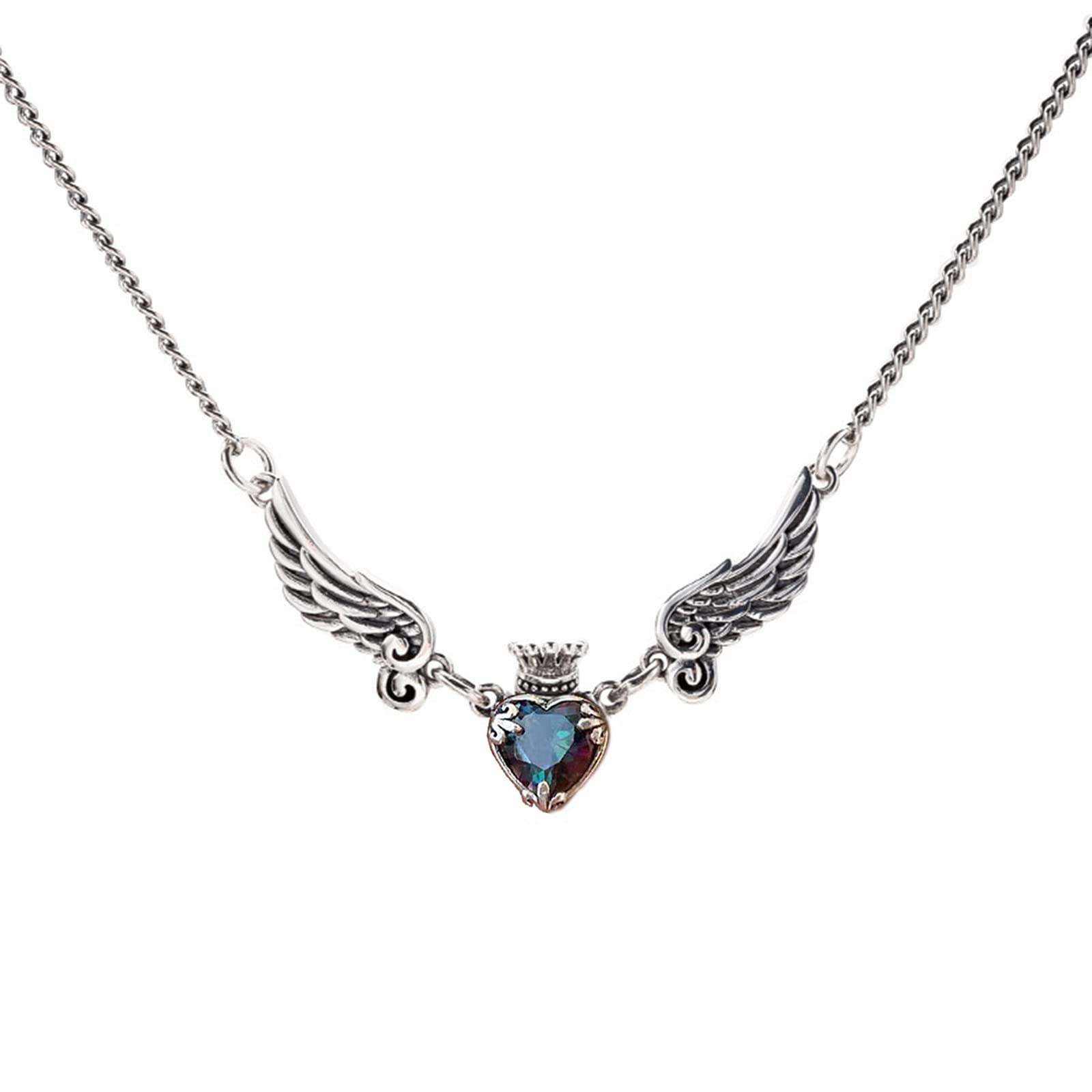 TEMOOUES TEMOOUES Collar con colgante de ángel y corona de corazón, gargantilla de aleación, regalo para mujeres y novias