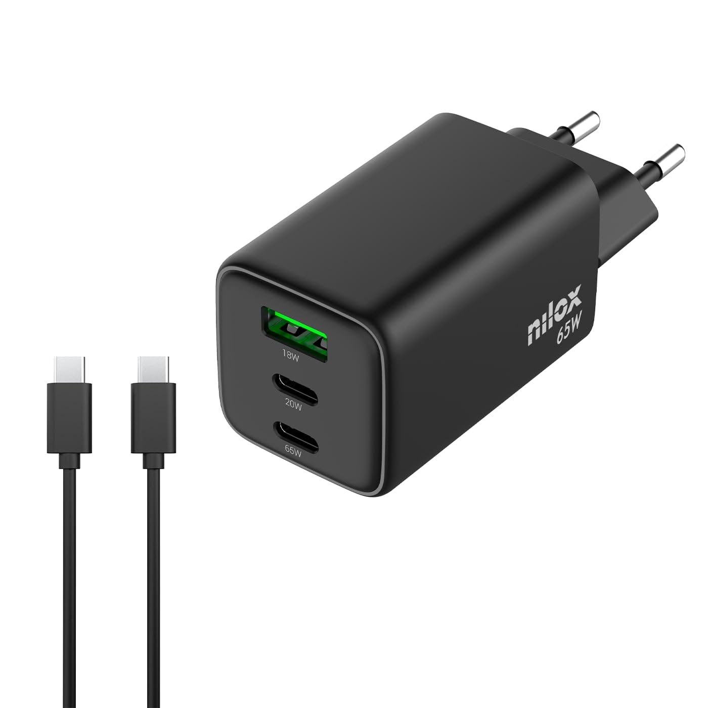 Cargador Tipo C de 65W multipuerto universal compatible con ordenadores y móviles 2