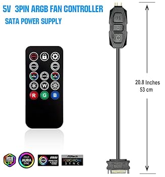 ARGBファン 3点セット＋コントローラー Amazon.co.jp: ARGB コントローラー、5V 3ピン ミニ ARGB PC