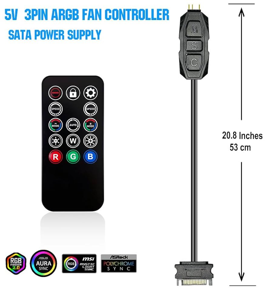 ARGBファン 3点セット＋コントローラー Amazon.co.jp: ARGB コントローラー、5V 3ピン ミニ ARGB PC